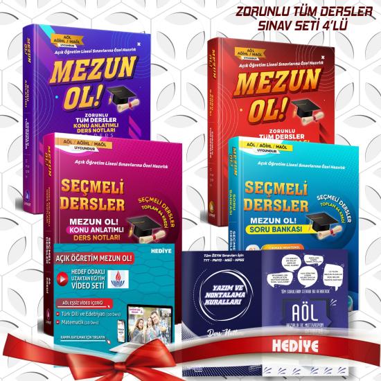 4’lü Ful Mezun OL Zorunlu ve Seçmeli Konu Anlatımlı Ders Notları - Açık Öğretim Lisesi Sınavlarına Özel Hazırlık