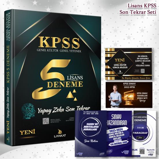 LİSANS KPSS 2024 YAPAY ZEKA SON TEKRAR SETİ 5 DENEME + 5 HEDİYE (EFSANE SINAV TAKTİK VİDEOSU DAHİL)