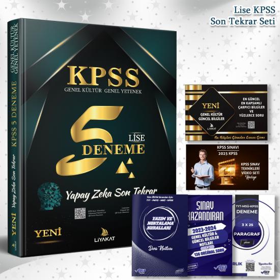 LİSE KPSS 2024 YAPAY ZEKA SON TEKRAR SETİ 5 DENEME + 5 HEDİYE (EFSANE SINAV TAKTİK VİDEOSU DAHİL)