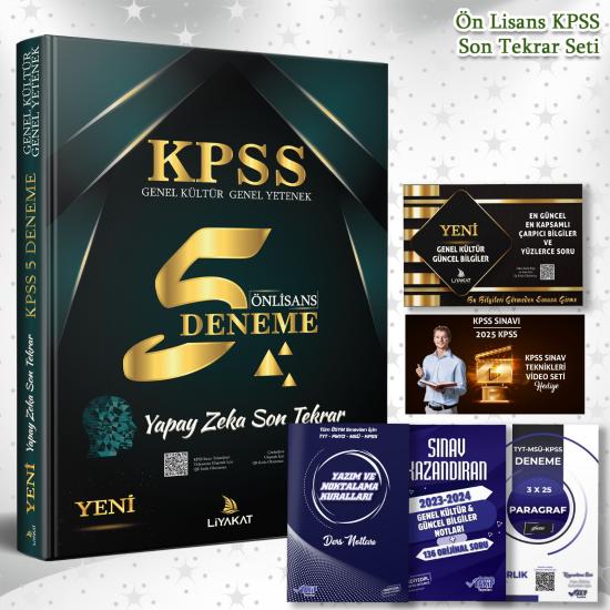 ÖNLİSANS KPSS 2024 YAPAY ZEKA SON TEKRAR SETİ 5 DENEME + 5 HEDİYE (EFSANE SINAV TAKTİK VİDEOSU DAHİL)