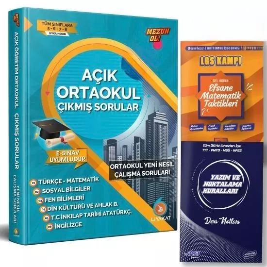 2026 Açık Ortaokul Çıkmış Sorular ve Özel Çalışma Soruları - Efsane Sınav Seti - 5.6.7.8. Sınıf Soru Bankası